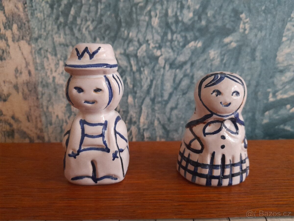 Prodám slánku a pepřenku - modro-bílý design