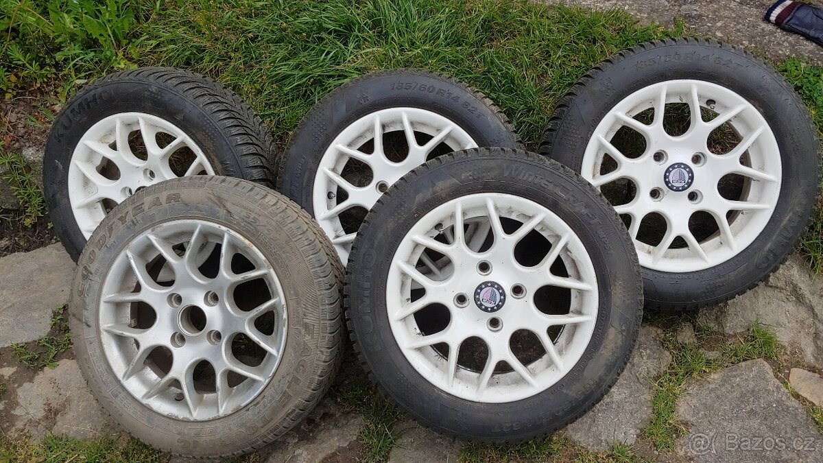 ALU kola PLATIN 4x108 185/60 R14, ET16 zimní pneu (6-7mm)