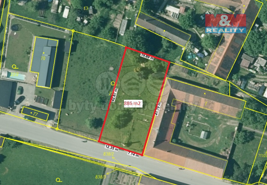 Prodej pozemku k bydlení, 886 m², Vlkovice u Lišova