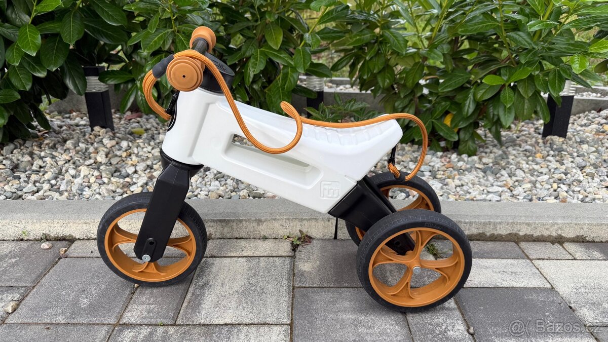 Odrážedlo Funny wheels 2v1 bílé s popruhem a tichými koly