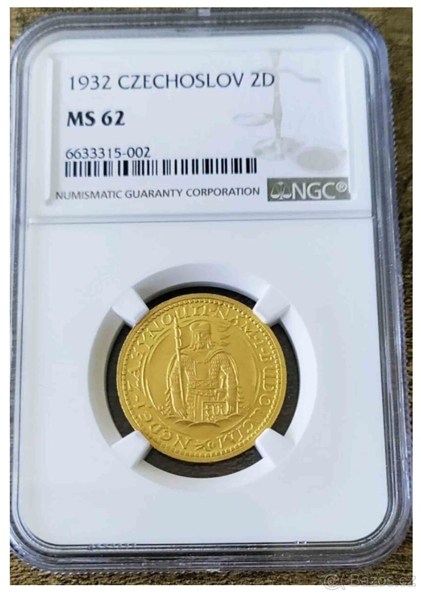 Svatováclavský 2 Dukát 1932, certifikace NGC MS 62