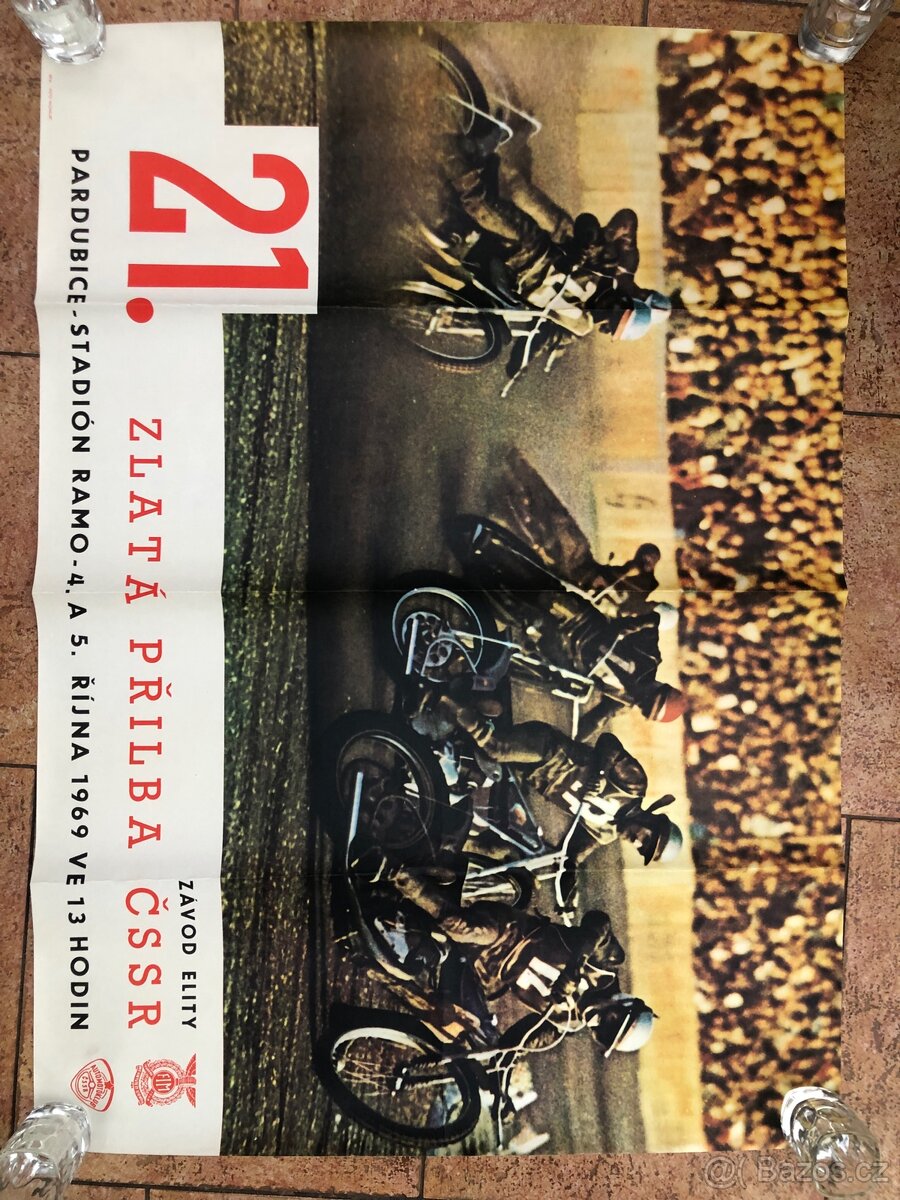 PLAKAT ZLATÁ PŘILBA PARDUBICE 1969 ,Jawa,ČZ,ESO
