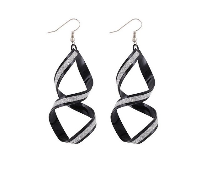 Spirálové náušnice černo stříbrné