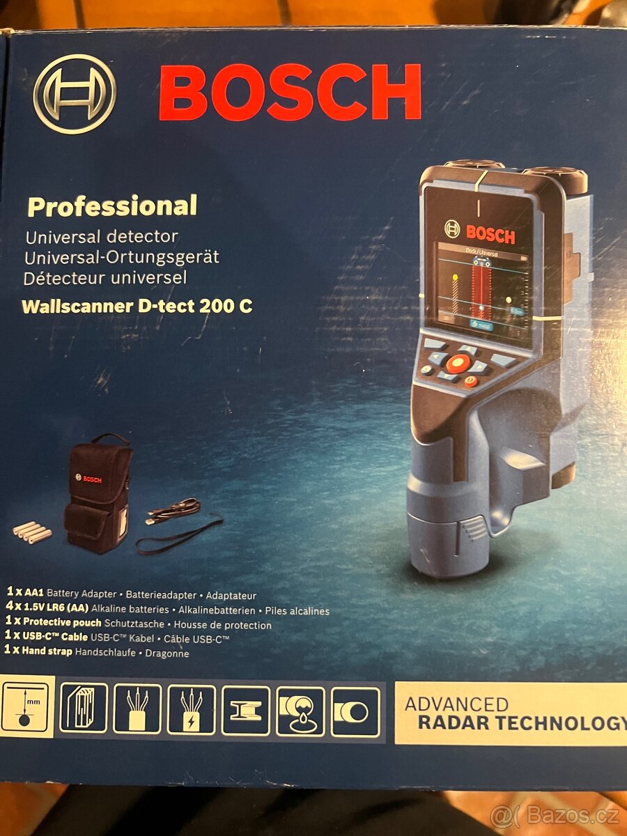 Prodám nový uni. detektor Bosch Wallscanner D-TECT 200 C