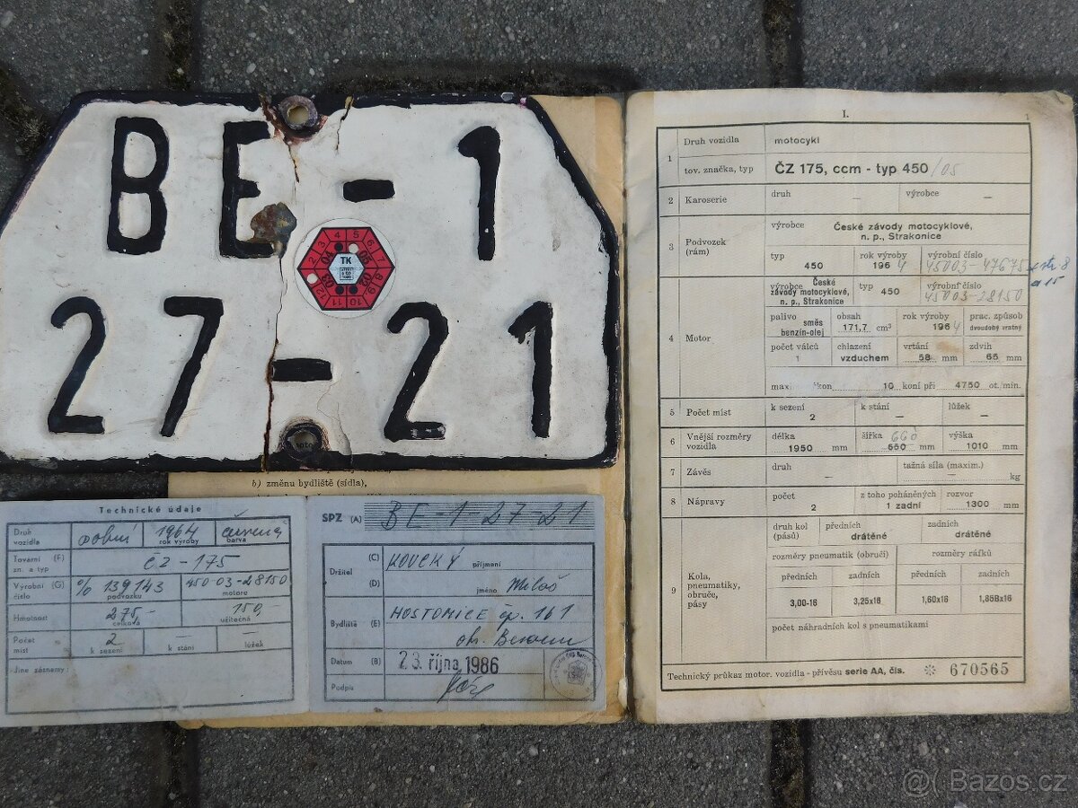 JAWA 175 doklady a SPZ