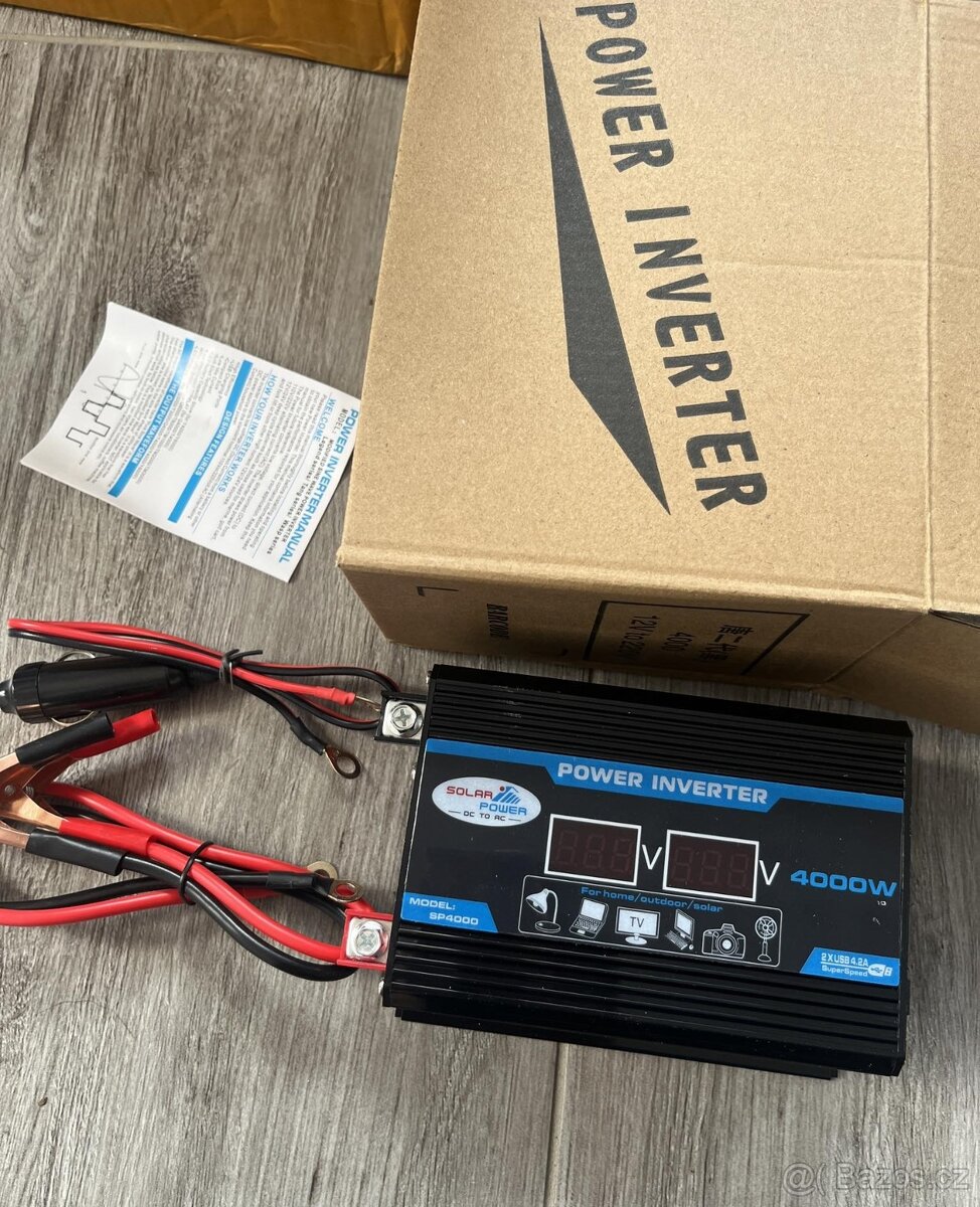 Nový měnič napětí DC/AC 12V / 230V-220V, 4000 W