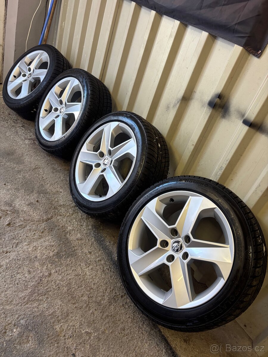 Alu kola 5x112 r17 Škoda- zánovní pneu