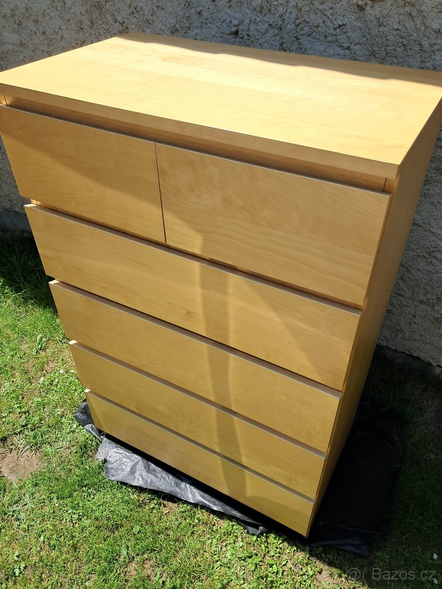 Ikea komoda Malm 6 zásuvek 123cm výška