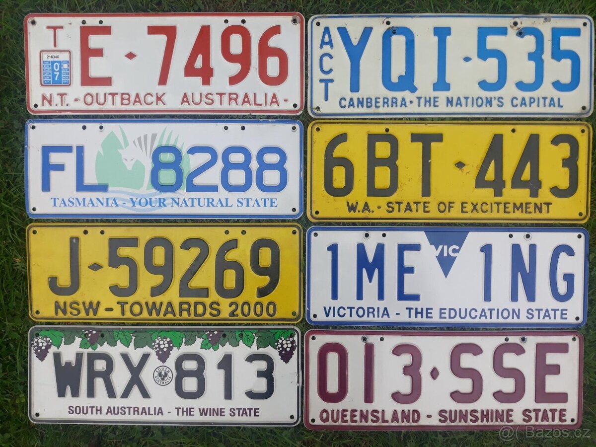 Originál SPZ státy a teritoria Austrálie, plechová cedule, 8