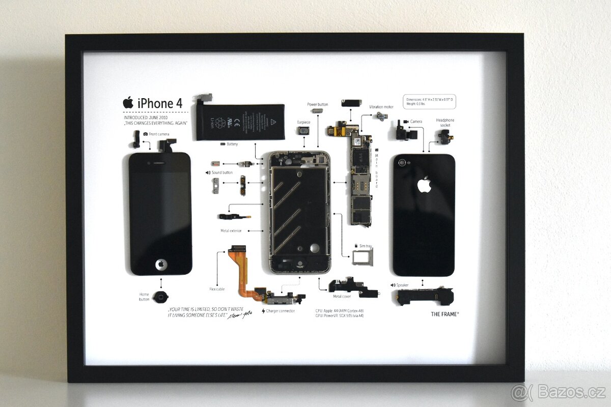 Nástěnný obraz iPhone 4 ze součástek mobilního telefonu