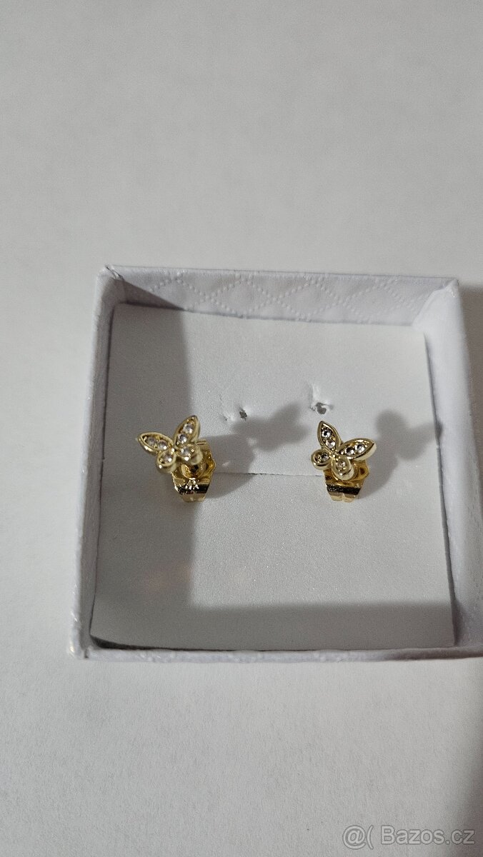 Náušnice motylci pozlac.14K