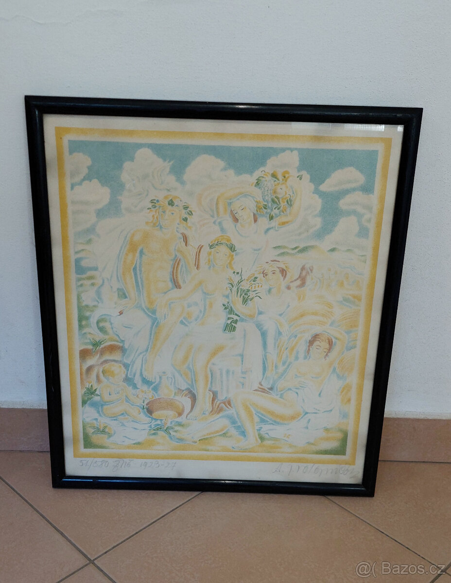 Obraz Žně - Antonín Jan Volejníček 1923 Signováno