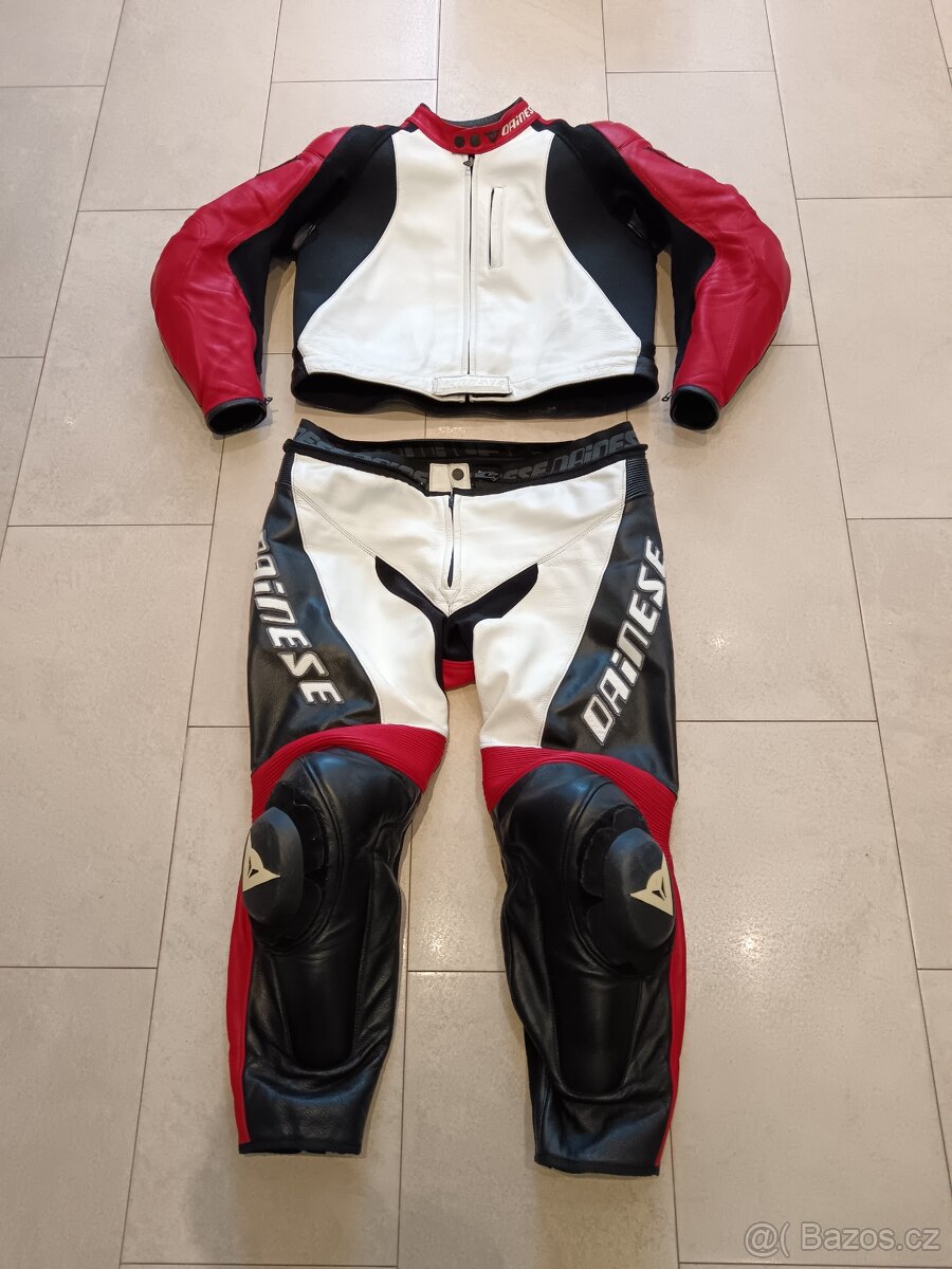 Dainese Race-Pánská kožená moto kombinéza,dvoudílná-zkracená