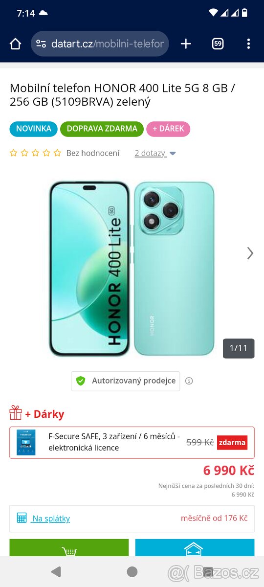 NOVÝ TELEFON HONOR 400 lite 5g
