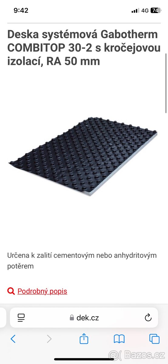 Desky systémové Gabotherm pro podlahové topení