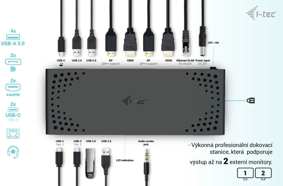 i-tec USB 3.0/USB-C/Thunderbolt Dual Display DOK