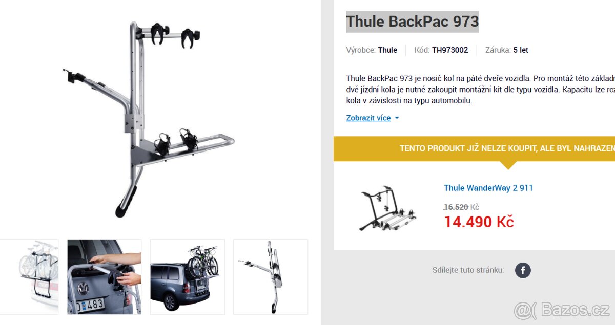 Nosič kol Thule BackPac 973 na 5 dveře