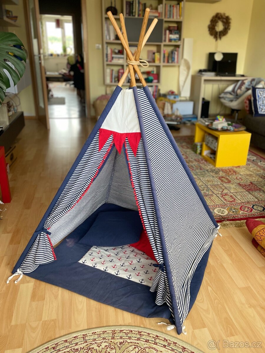 Dětský stan Teepee, týpí, típí - námořní motiv