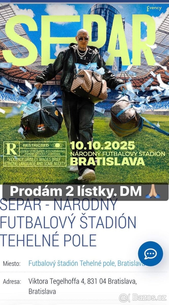 2 vstupenky na Separa 10.10.2025