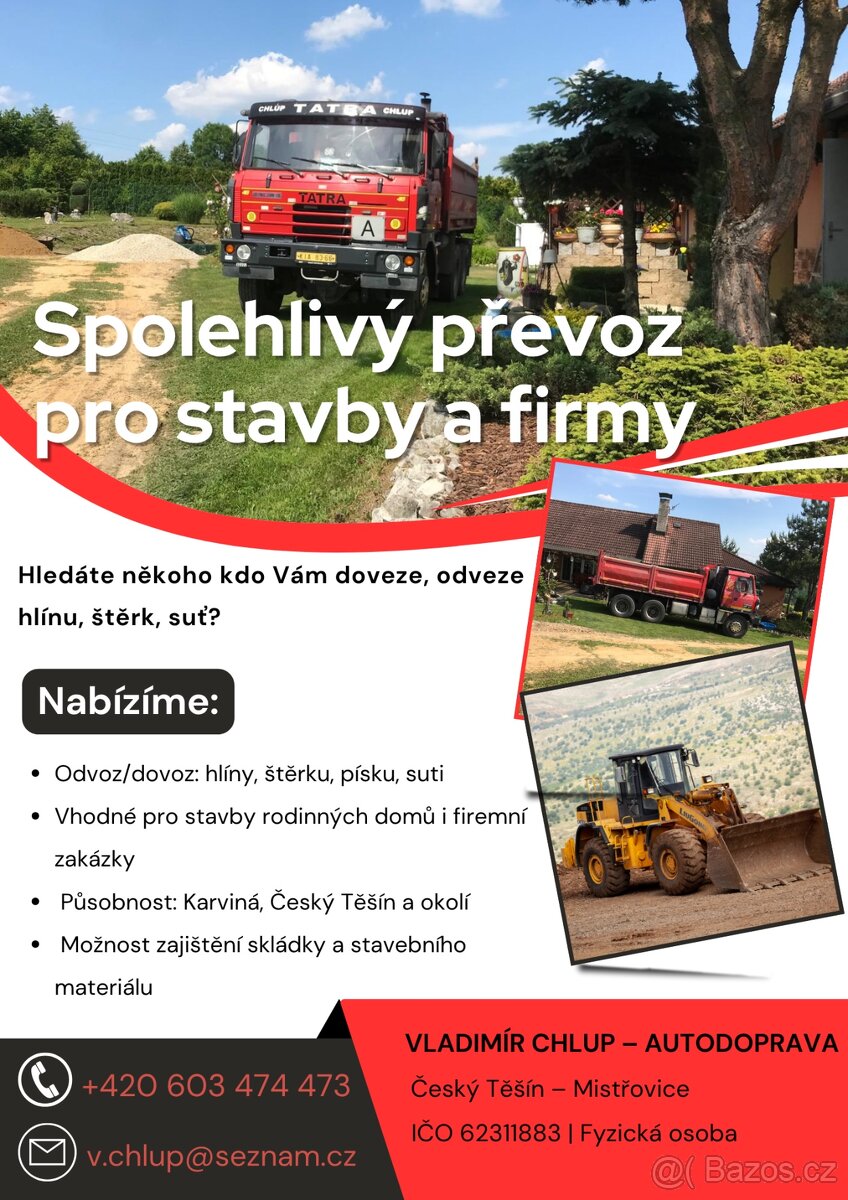 Nabízím dovoz a zajištění staveb.materiálu