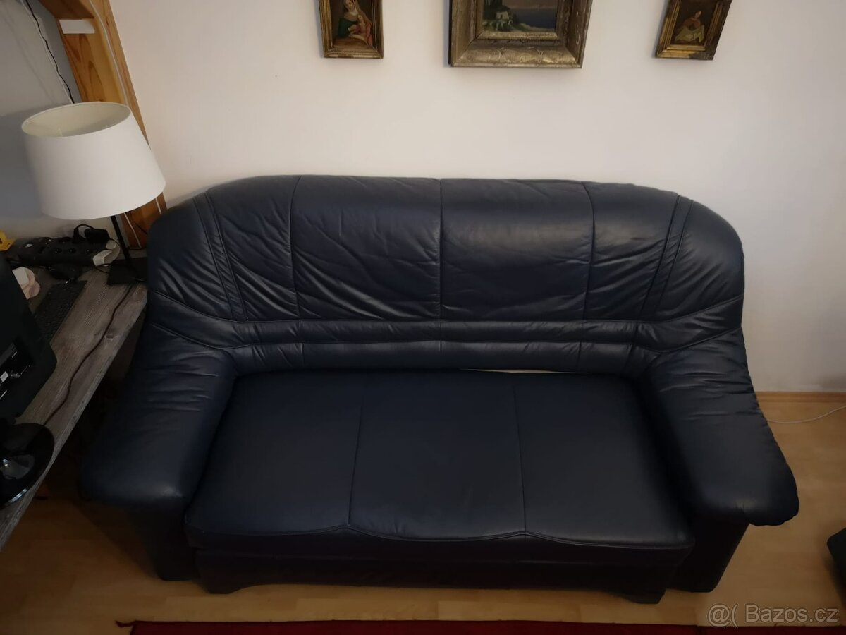 Kožená sedací souprava rozkládací s úložným prostorem