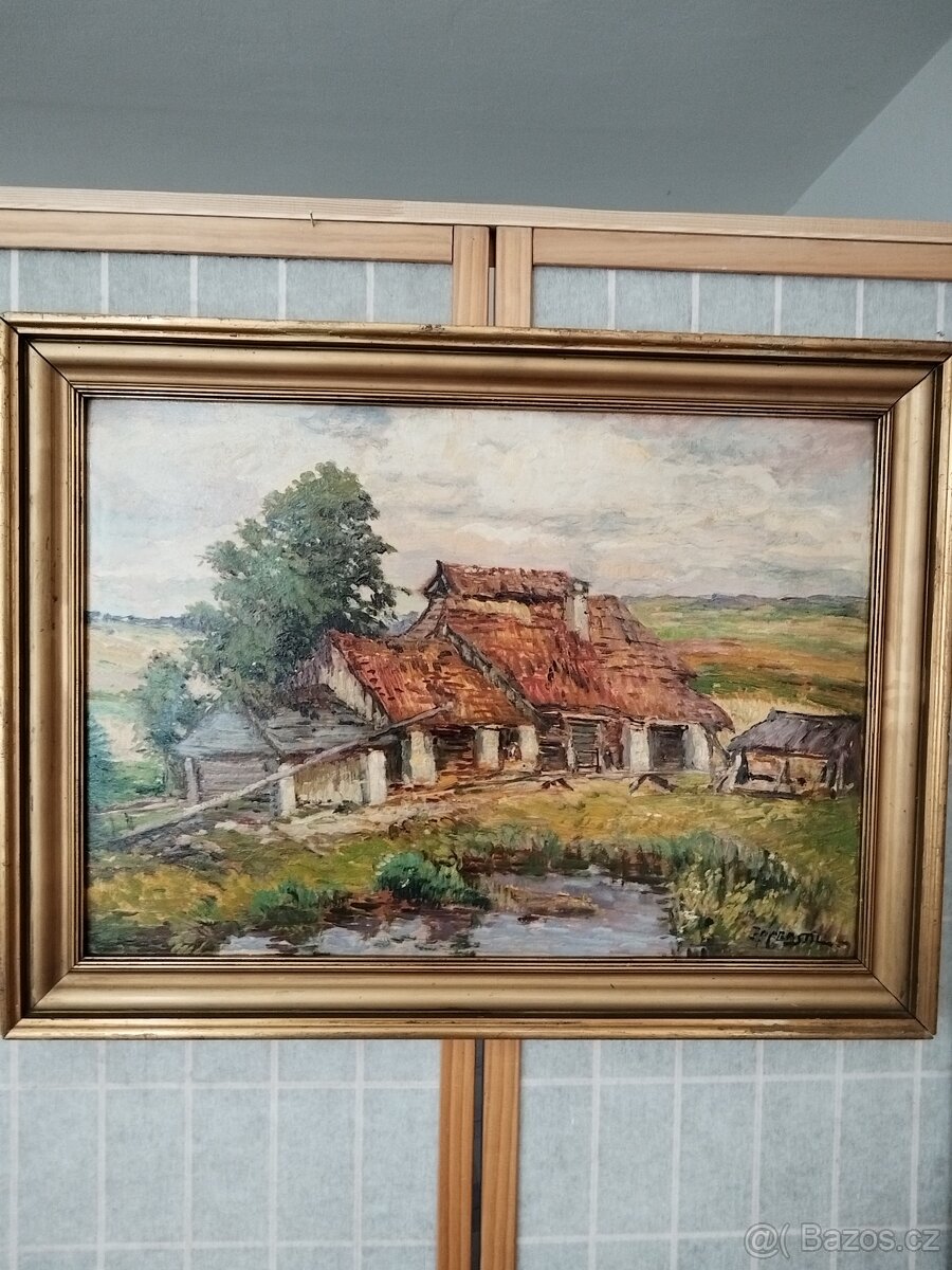 obraz CHALUPA S RYBNÍČKEM, olej, sign. Z. Nemastil