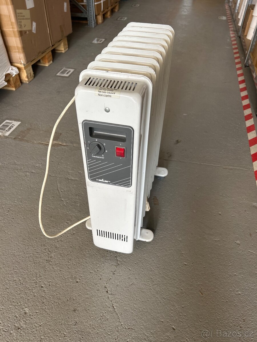 Elektrický olejový radiátor, termostat, Heller, na kolečkách