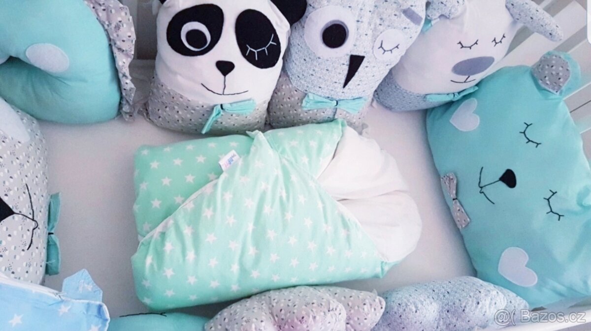 Krásná péřová rychlo zavinovačka, 2 povlaky modrý a mint