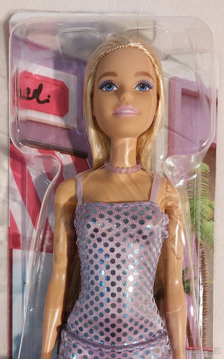 panenka Barbie - blond, mini šaty, HRJ93
