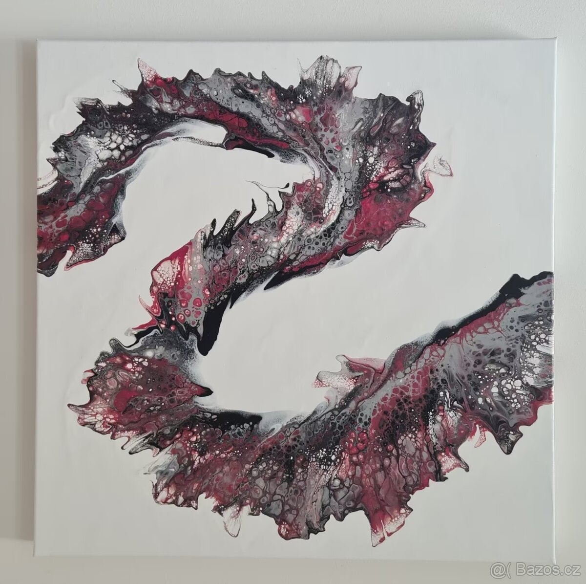 Ručně malované pouring umělecké dílo na plátně