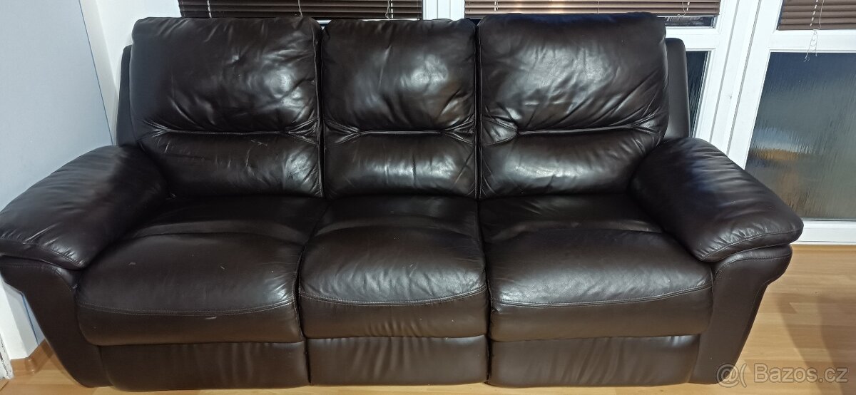 Kožená pohovka + 2 křesla