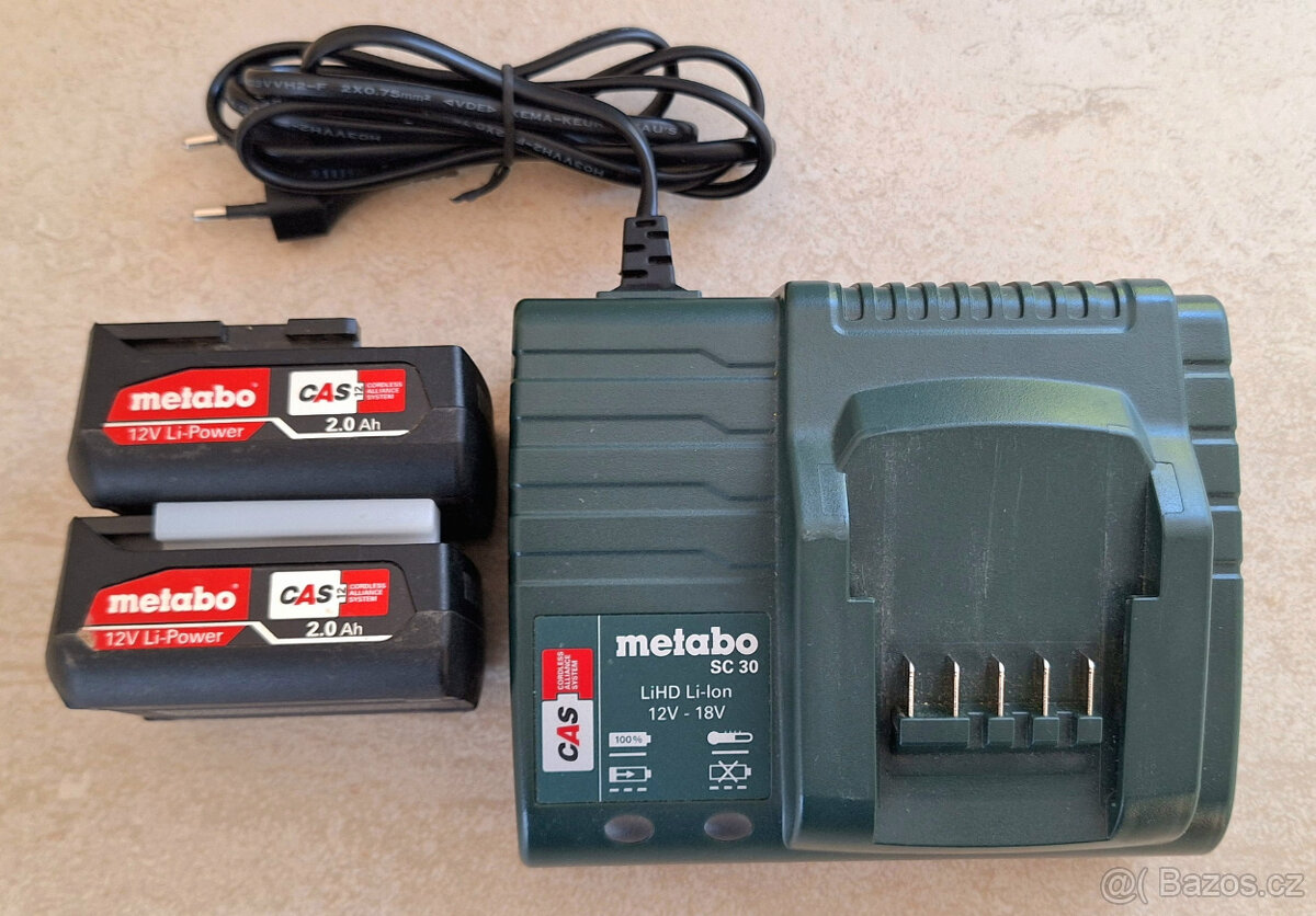 Prodám komplet nabíječka + 2 AKU Metabo