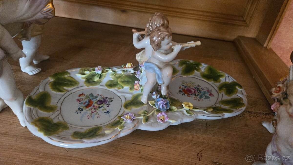 Porcelánová dvojmiska s andílky – značeno A.B., Germany (cca