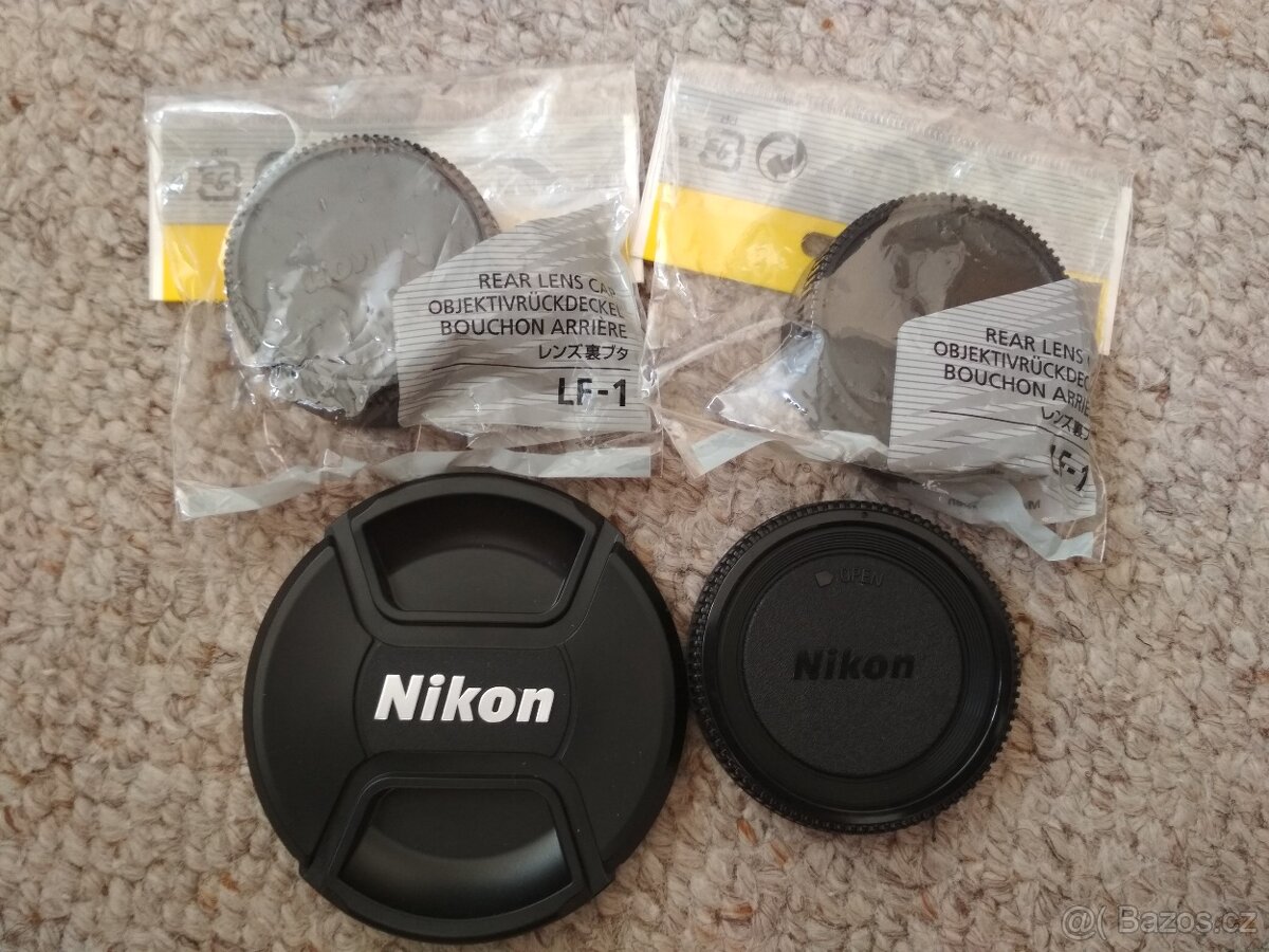 Prodám krytky objektivu a těla Nikon