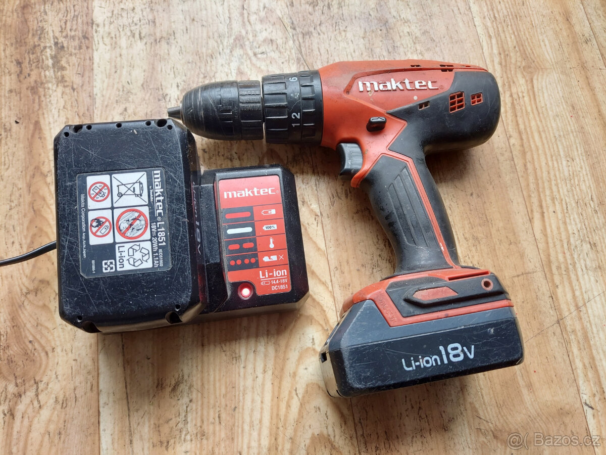 Aku vrtačka Maktec (Makita) - Li-ion 18V, 2x aku, nabíječka