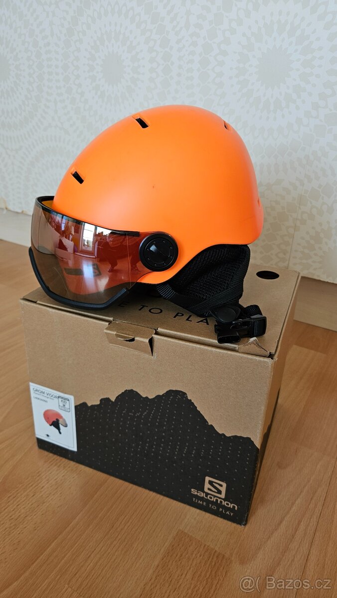 Dětská lyžařská helma Salomon Grom Visor / oranžová / M - 7.