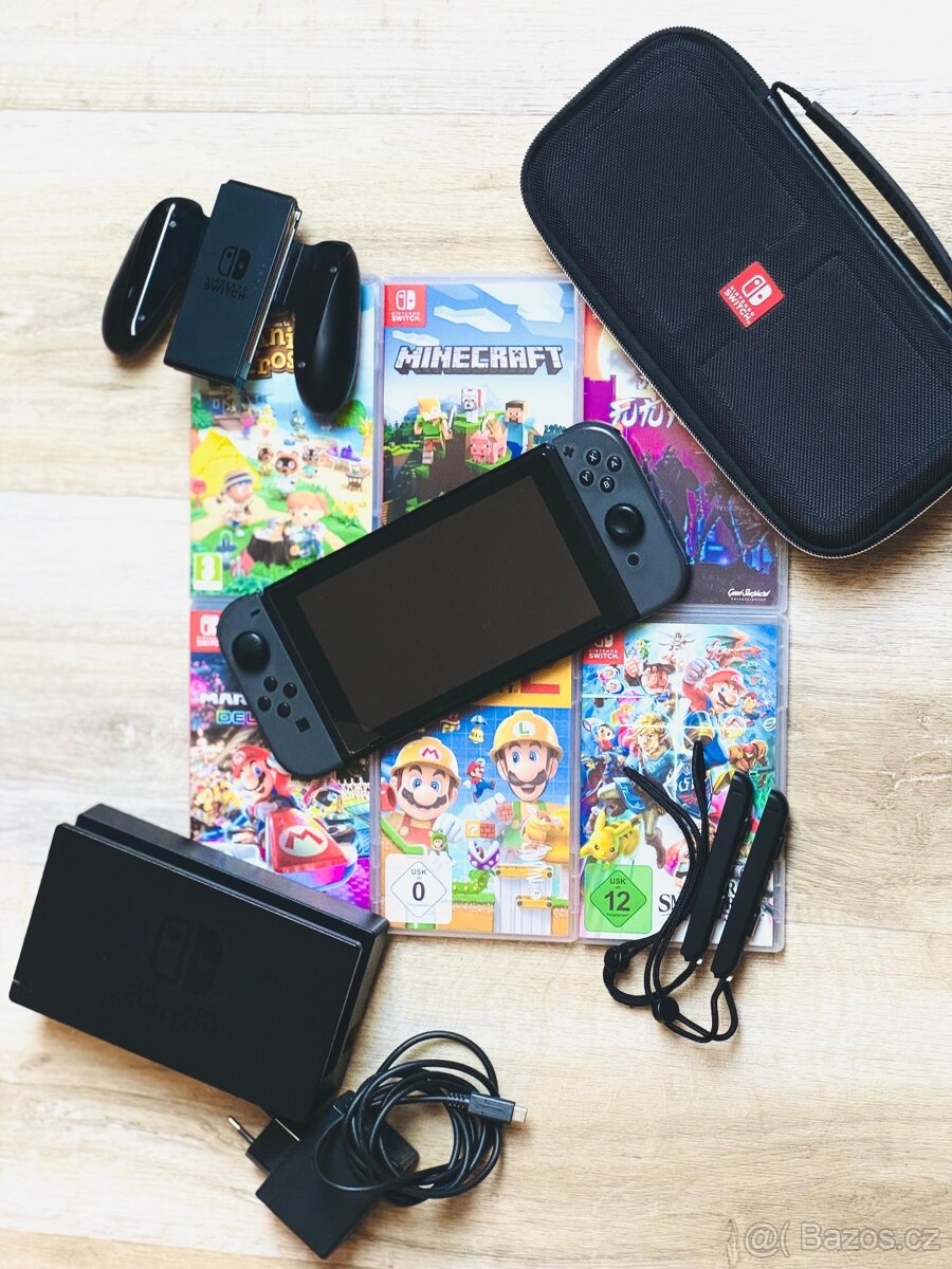 Nintendo Switch - Kompletní Příslušenství + 6 her