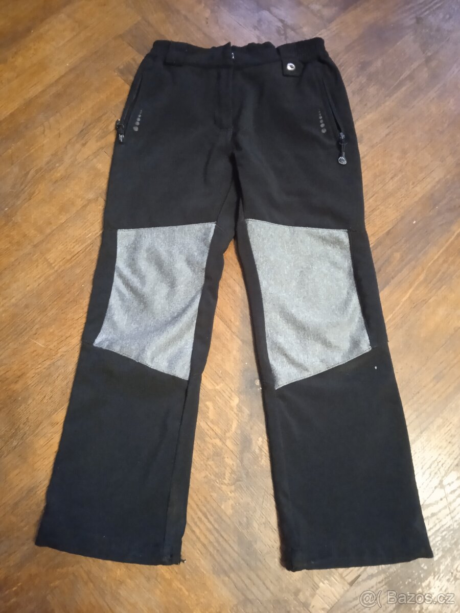 dětské zateplené shoftshellové kalhoty - velikost 134/140