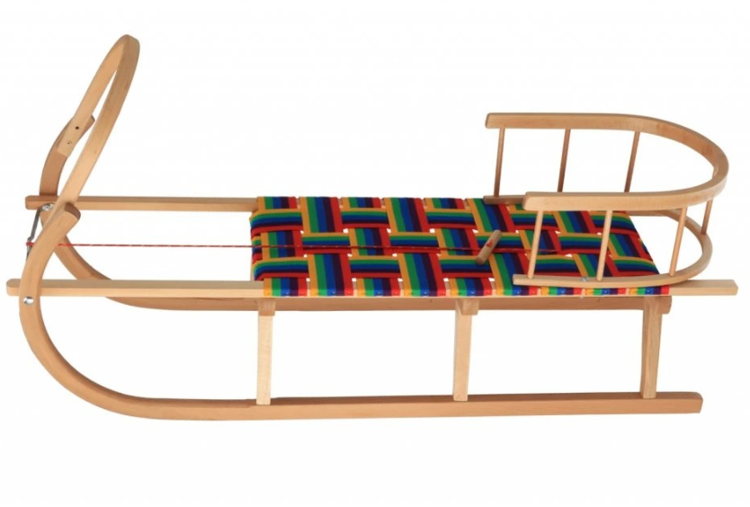 Dětské dřevěné Bukové sáňky 120cm s opěrkou