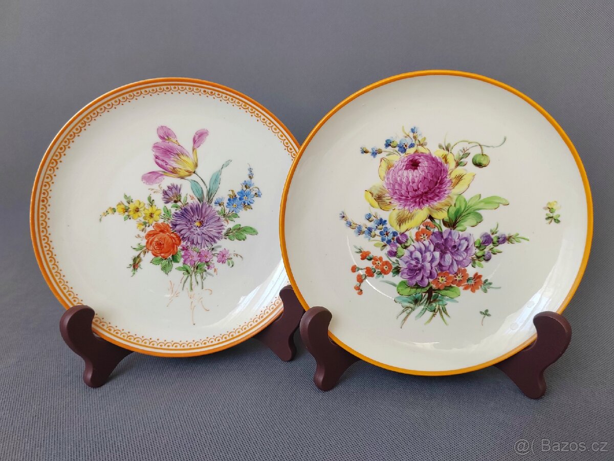 Nádherný porcelánový talíře (Míšeňský Kytice)