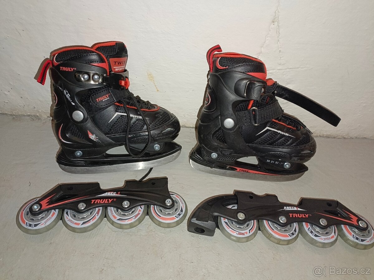 Prodám brusle Truly 2v1 vel. 30-33