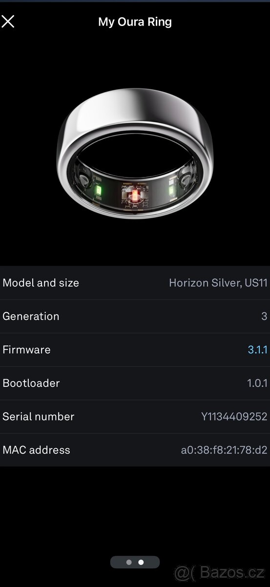 Oura ring horizon silver gen 3, US11