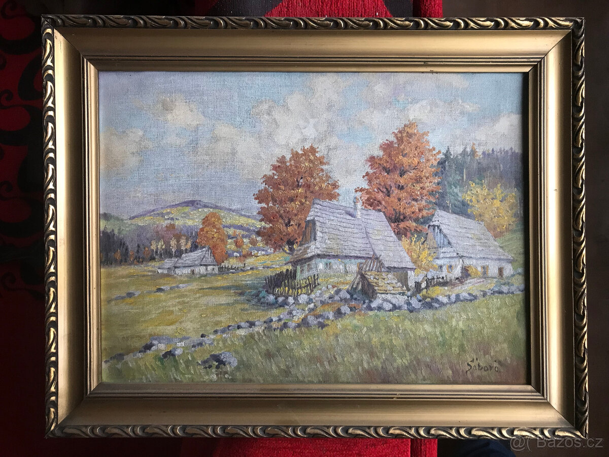 Obraz "Chalupy na Šumavě" - Julie Sábová.