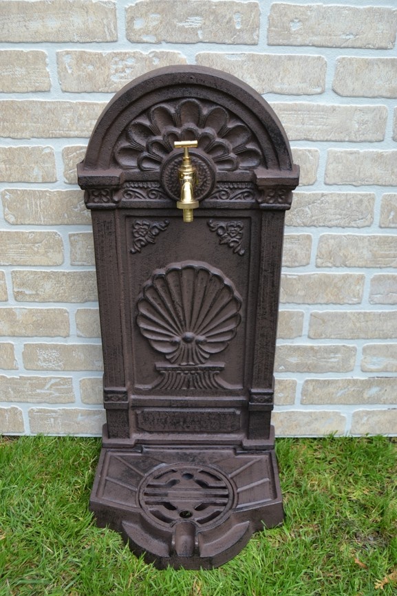 Litinová výlevka - umyvadlo - kašna MUŠLE 69 cm - hnědá