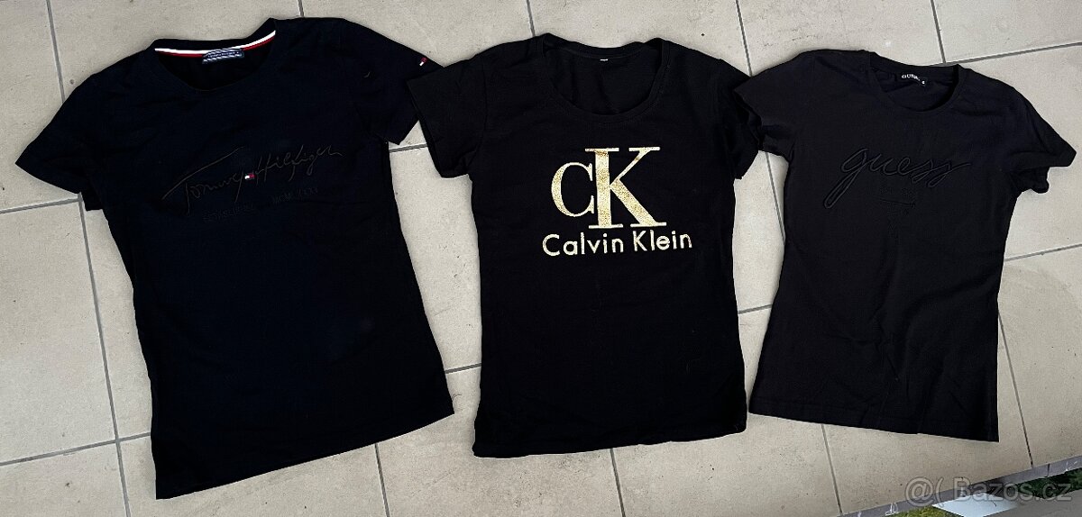 Tričko triko Guess, Calvin Klein, Guess vel. XS až S