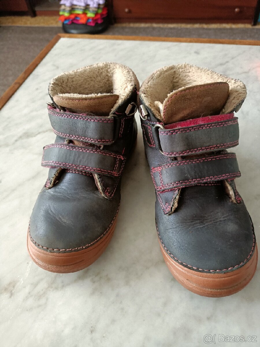 Zimni kožené barefoot boty D. D. Step (stélka 17cm)