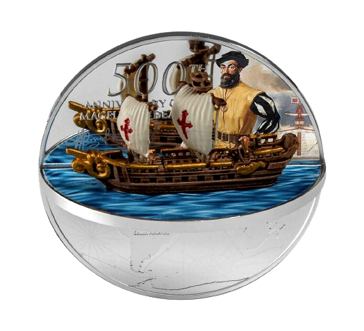 Mince Ferdinand Magellan 500. výročí 2 oz 3D - proof