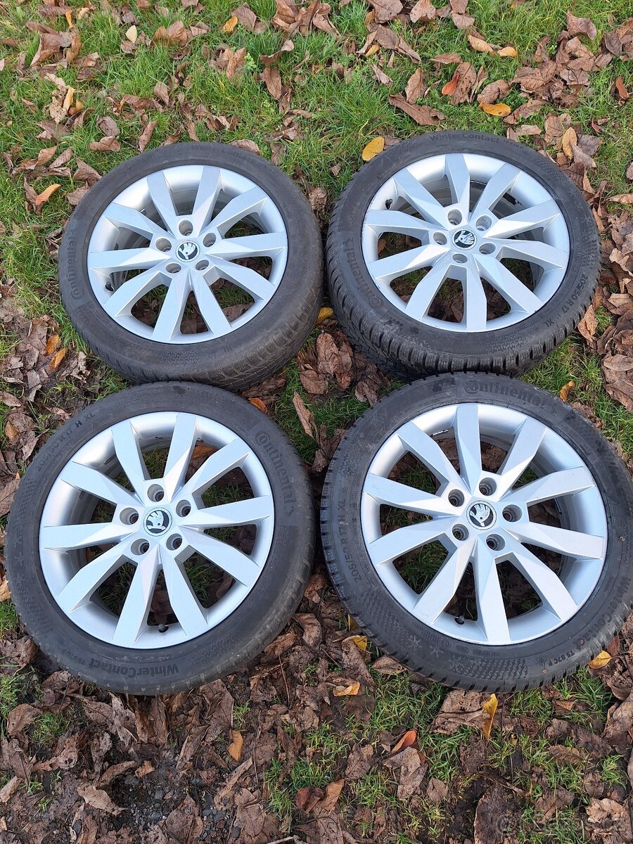 alu kola 5x112 R17 originál Škoda nové pneu 205/50/17