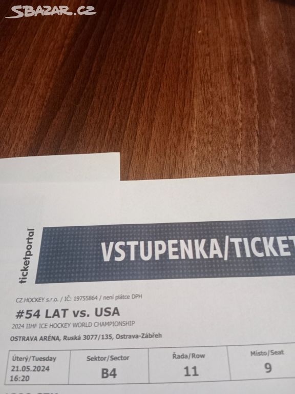 Lístky na MS v hokeji LAT vs. USA v Ostravě 21.5