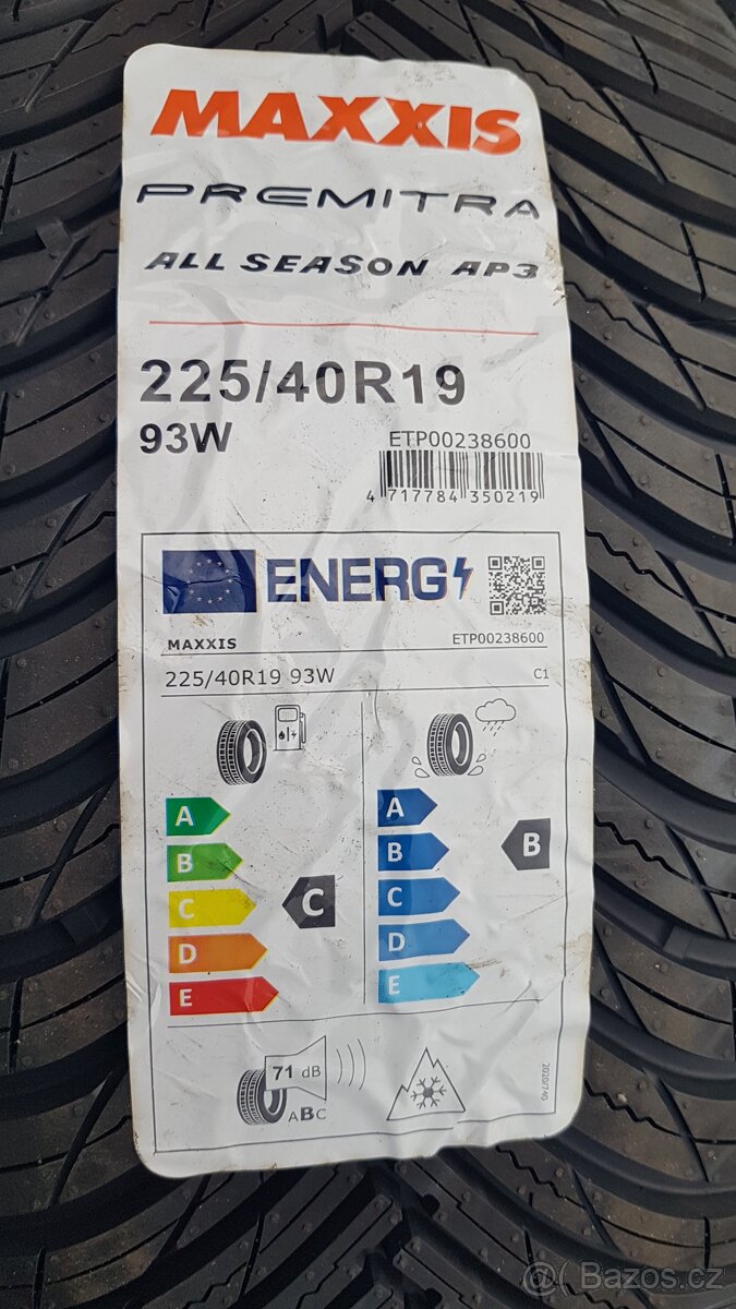 225/40/19 93W Maxxis Premitra All Season AP3 4ks nové